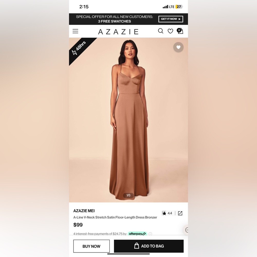 Azazie Mei A-Line V-Neck Bridesmaid Gown